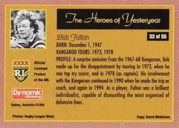 1994 Dynamic Kangaroo Heroes #33 Bob Fulton Back